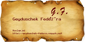 Geyduschek Fedóra névjegykártya